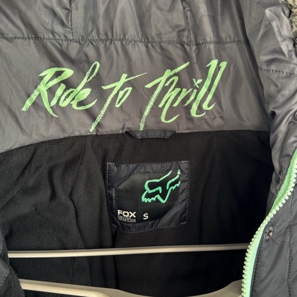 Fox Racing Black Mint Green Zip & Button Up Puffer Jacket Women’s Size Small - Picture 5 of 8